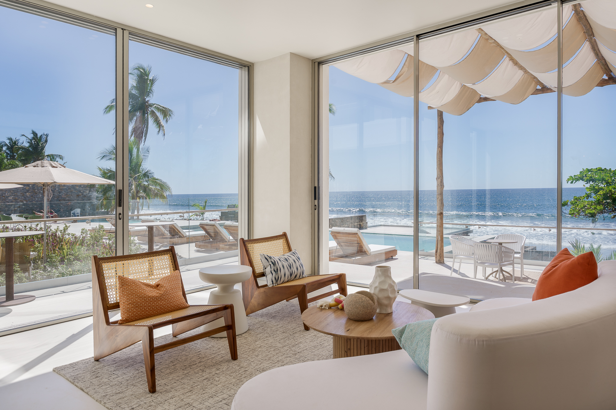Interior photography of the Barefoot project at El Zonte Beach with ocean view.