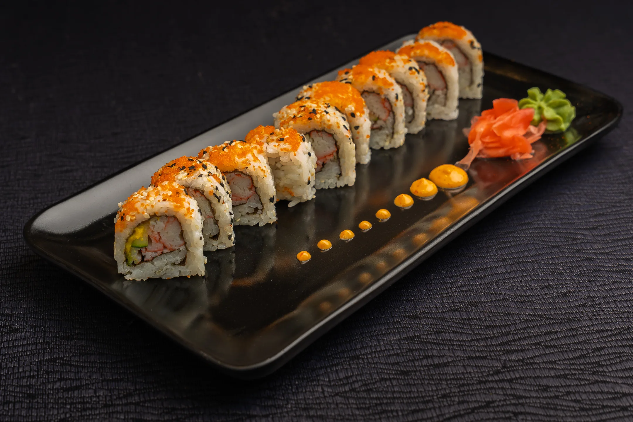 Sushi shot for an Asian restaurant and commercial food content in El Salvador.